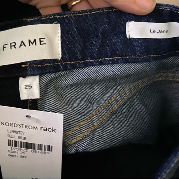 FRAME Le Jane Color block High Waist Relax Jeans Dell Noir Size 25 NWT - Picture 11 of 15